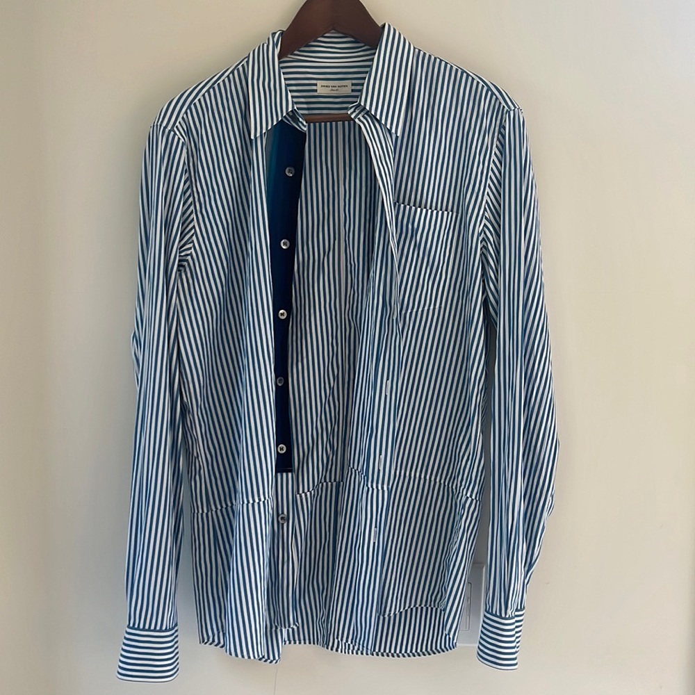 Dries Van Noten stripped shirt with beautiful trim detail